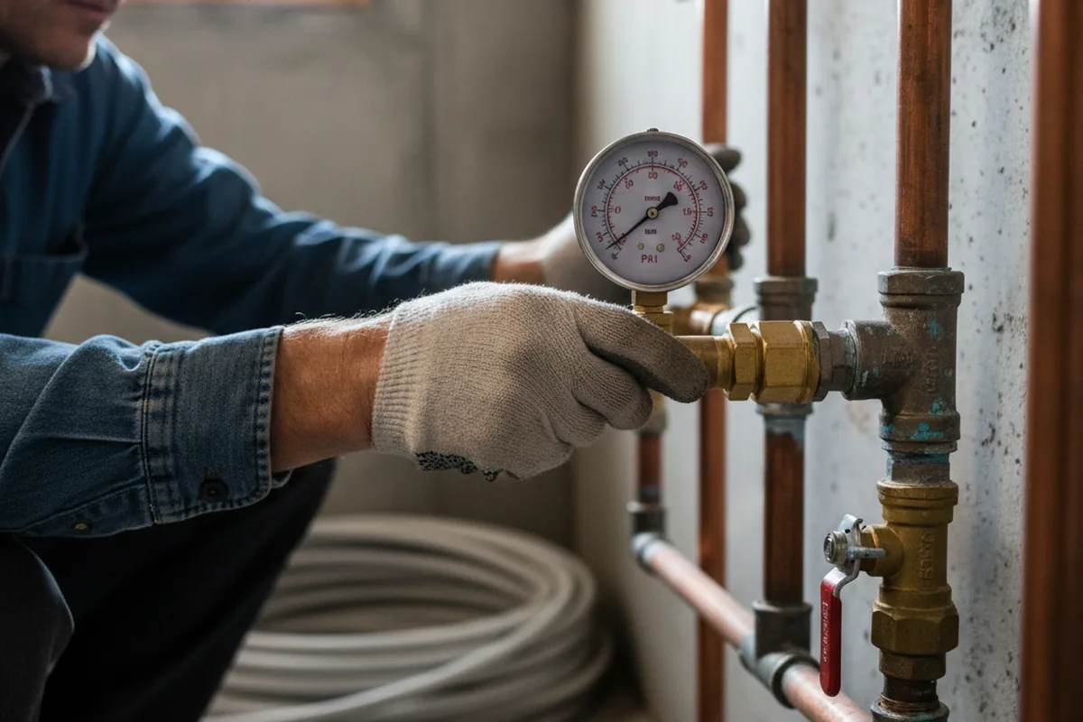 Pressure testing a repaired line during Water Line Repair in Jenkintown